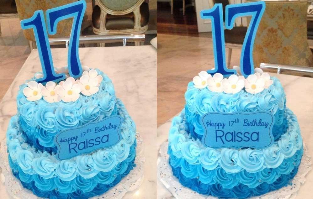 Kue ulang tahun thousand roses blue gradation dua tumpuk