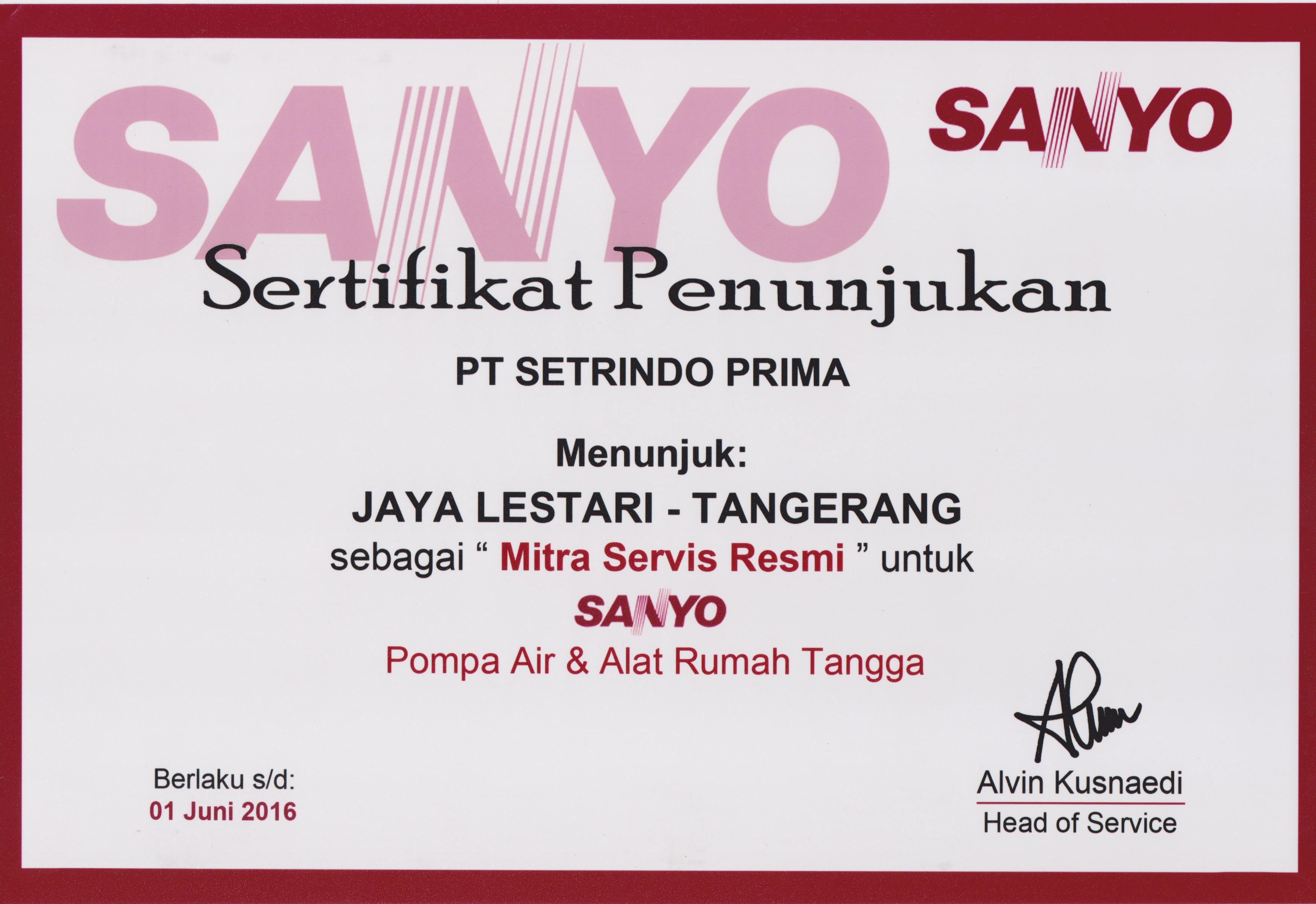 Sanyo surat penunjukan