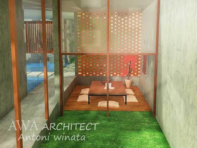 2. ruang makan dari taman luar 2 logo