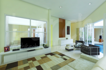 Living Room dengan view Kolam Renang